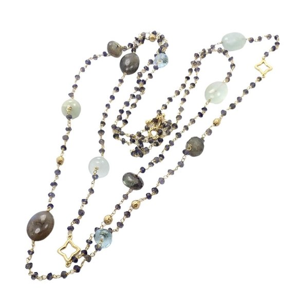 David Yurman Jewelry - David Yurman Quatrefoil 18k Yellow Gold 46" Long Chain Bead Toggle Necklace